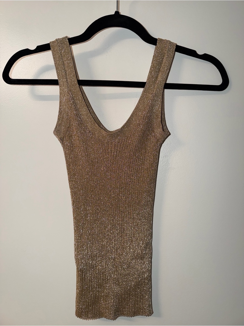 REISS Shimmery Tank Top in Gold